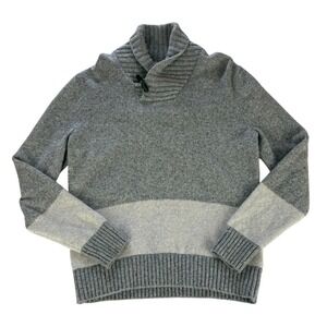 Gap Lambswool Blend Sweater Gray Two‎ Tone Shawl Collar Toggle Small Womens